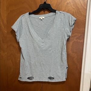 Gray V-Neck Women Top